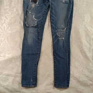 American Eagle Jeans Womens 8 Denim Super Stretch Hi-rise Jeggings Distressed